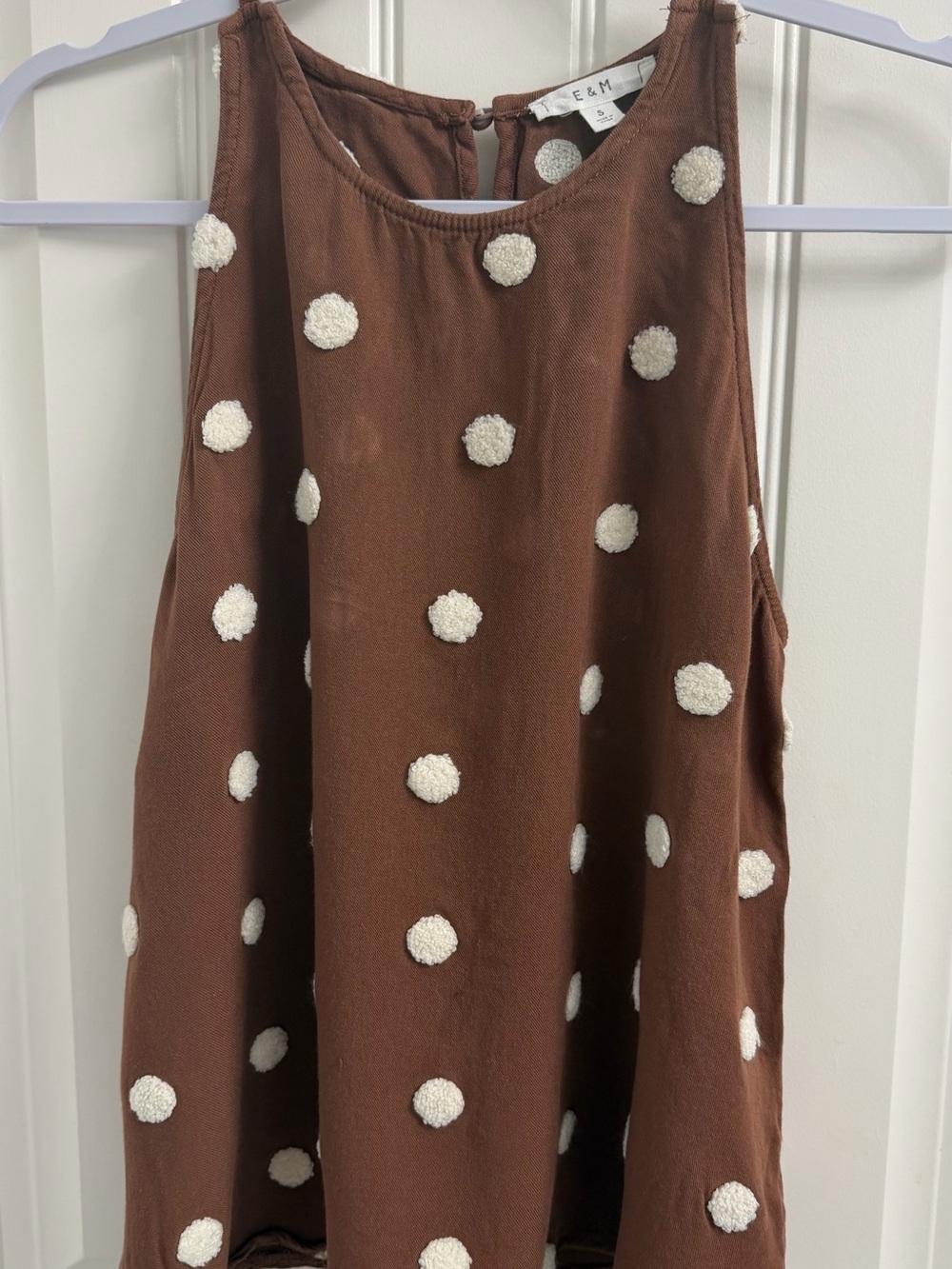 E&M Brown Polka Dot Camisole with Cream Tufted Dots